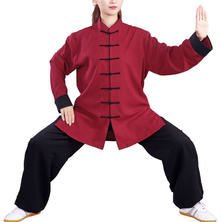 Conjunto de ropa unisex de lino y algodón con diseño de rana y Buddha Stones, para meditación, tai chi, qigong y zen, otoño e invierno, 2 unidades - image 10