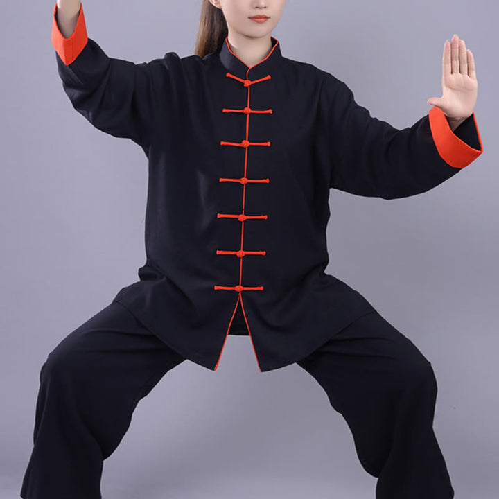 Conjunto de ropa unisex de lino y algodón con diseño de rana y Buddha Stones, para meditación, tai chi, qigong y zen, otoño e invierno, 2 unidades - Negro - 3XL - AJUSTE A LA XL DE EE. US./ UK/AU/ EU - image 14