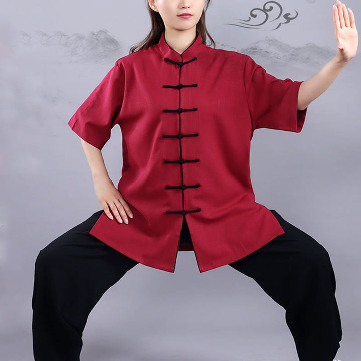 Conjunto de ropa unisex de lino y algodón con diseño de rana y Buddha Stones, para meditación, tai chi, qigong y zen, otoño e invierno, 2 unidades - image 13