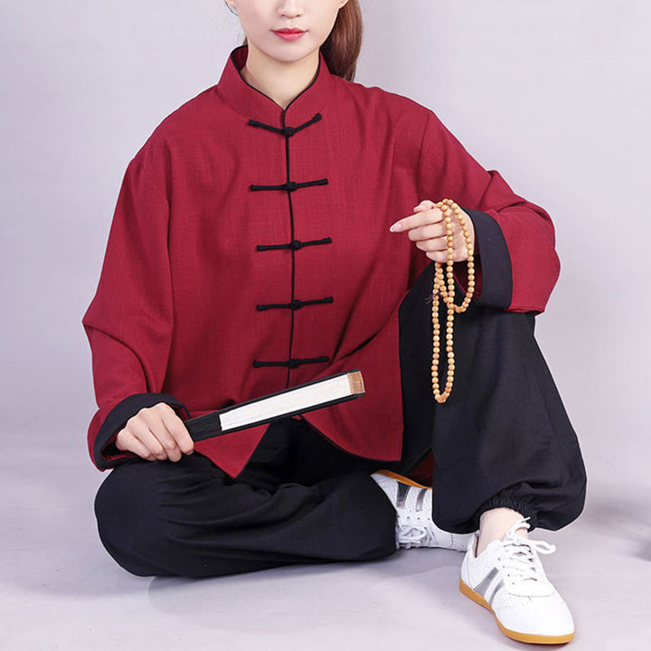 Conjunto de ropa unisex de lino y algodón con diseño de rana y Buddha Stones, para meditación, tai chi, qigong y zen, otoño e invierno, 2 unidades - image 6