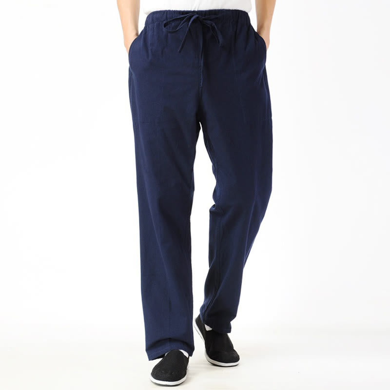 Pantalones con cordón y bolsillos para hombre de color liso con estampado de Buddha Stones - image 1