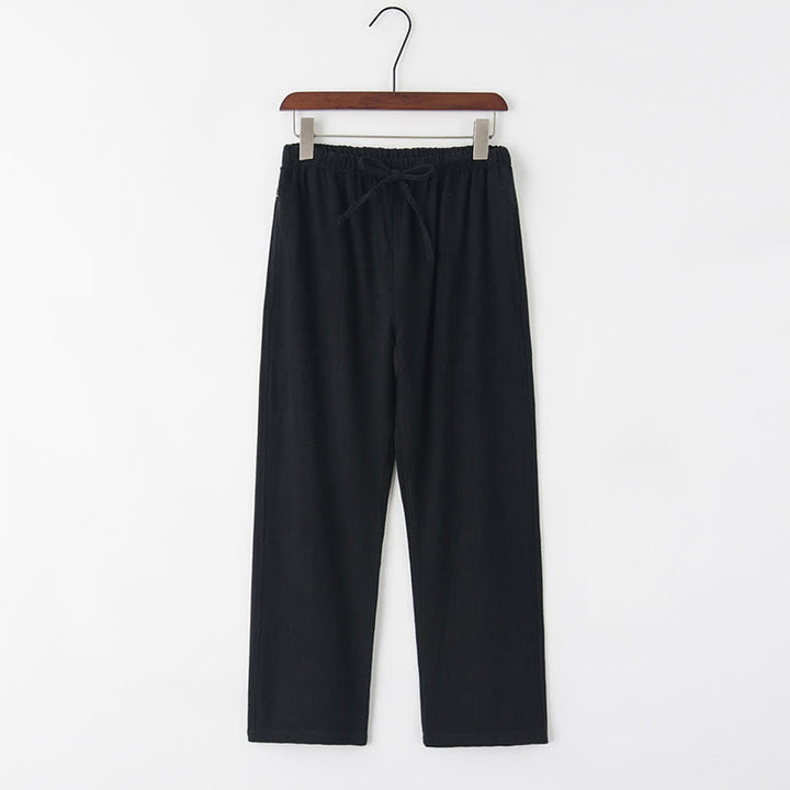 Pantalones de lino con cordón y bolsillos para hombre de primavera y verano con Buddha Stones - Negro - US/UK/AU44, EU54 (4XL) - image 3