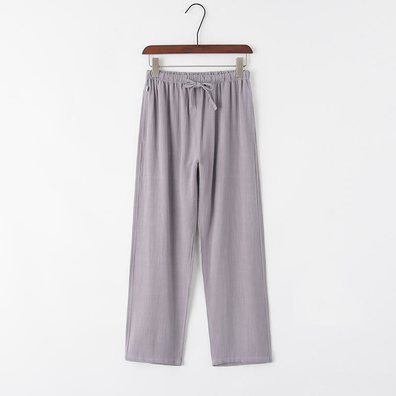 Pantalones de lino con cordón y bolsillos para hombre de primavera y verano con Buddha Stones - Gris claro - US/UK/AU44, EU54 (4XL) - image 2