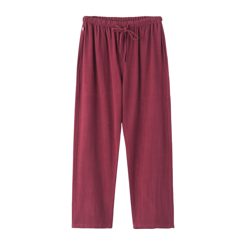 Pantalones de lino con cordón y bolsillos para hombre de primavera y verano con Buddha Stones - image 12