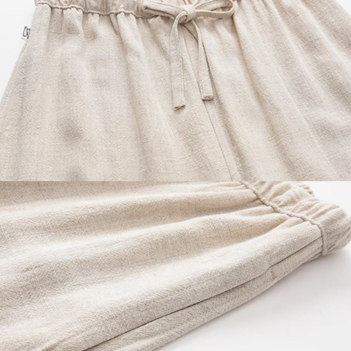 Pantalones de lino con cordón y bolsillos para hombre de primavera y verano con Buddha Stones - image 8