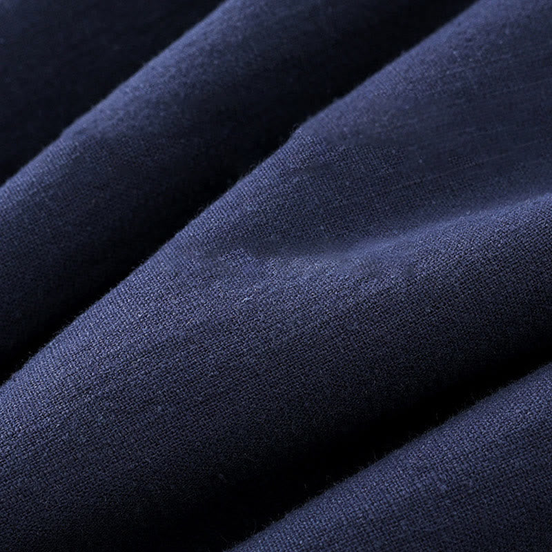 Traje de espiga con botones de rana para hombre de invierno con Buddha Stones, chaqueta y camisa con forro polar de algodón y lino con bolsillos - image 2