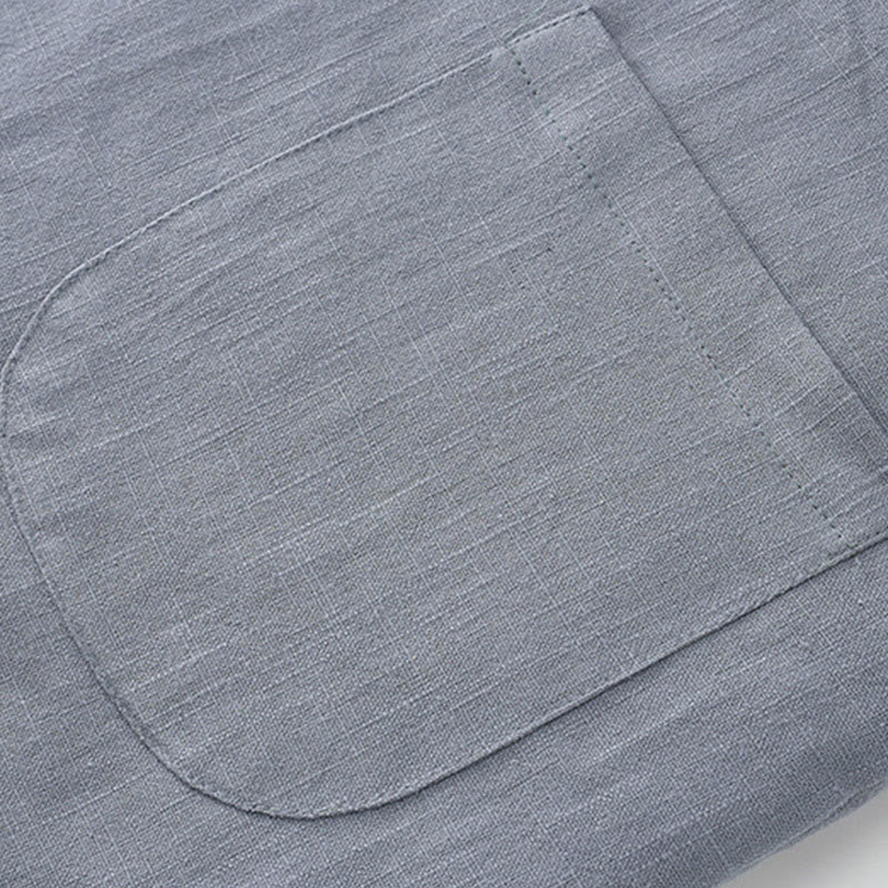 Traje de espiga con botones de rana para hombre de invierno con Buddha Stones, chaqueta y camisa con forro polar de algodón y lino con bolsillos - image 7