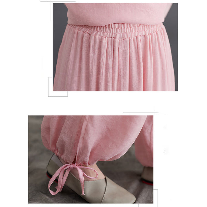Conjunto de 2 piezas de camisa y pantalones de manga larga para mujer con Buddha Stones y ropa de meditación