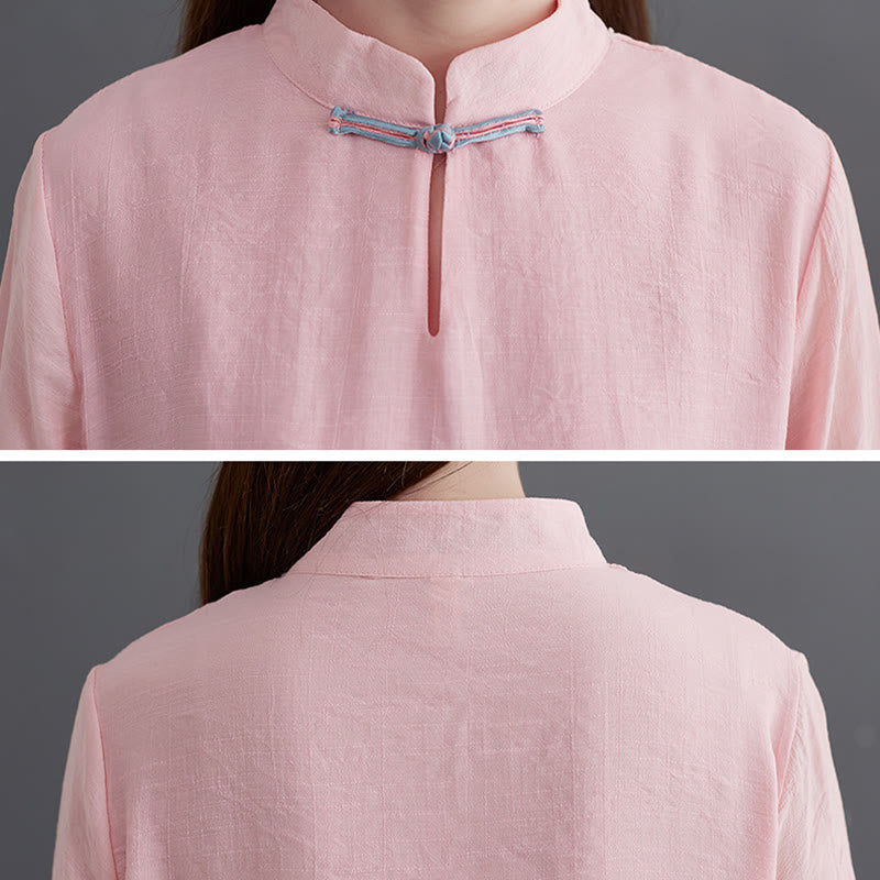 Conjunto de 2 piezas de camisa y pantalones de manga larga para mujer con Buddha Stones y ropa de meditación