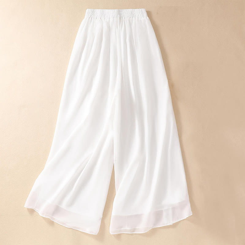 Vestido camisero con botones de rana y bordado de flores para mujer de Buddha Stones, pantalones de pierna ancha - Pantalones blancos de pierna ancha - US8-10，UK/AU12-14，EU40-42 (2XL) - image 15