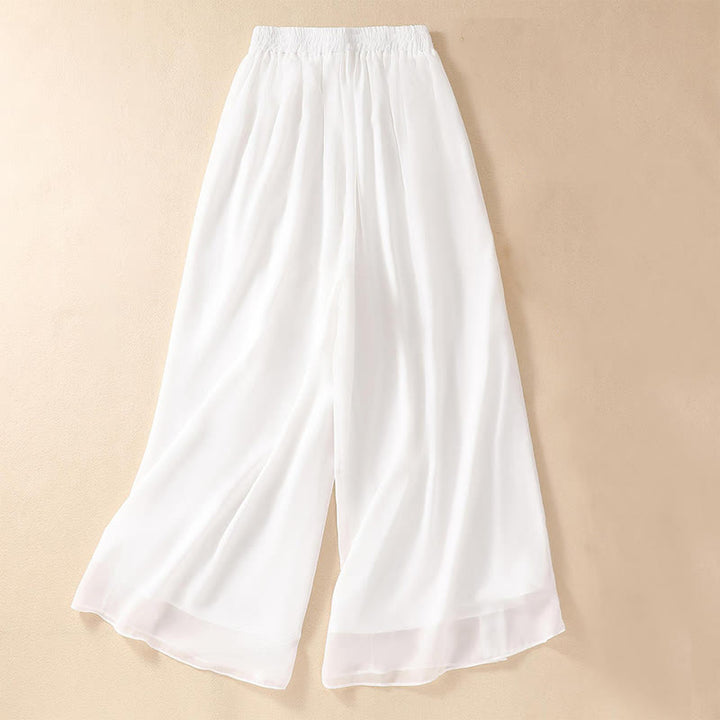 Vestido camisero con botones de rana y bordado de flores para mujer de Buddha Stones, pantalones de pierna ancha - Pantalones blancos de pierna ancha - US8-10，UK/AU12-14，EU40-42 (2XL) - image 15