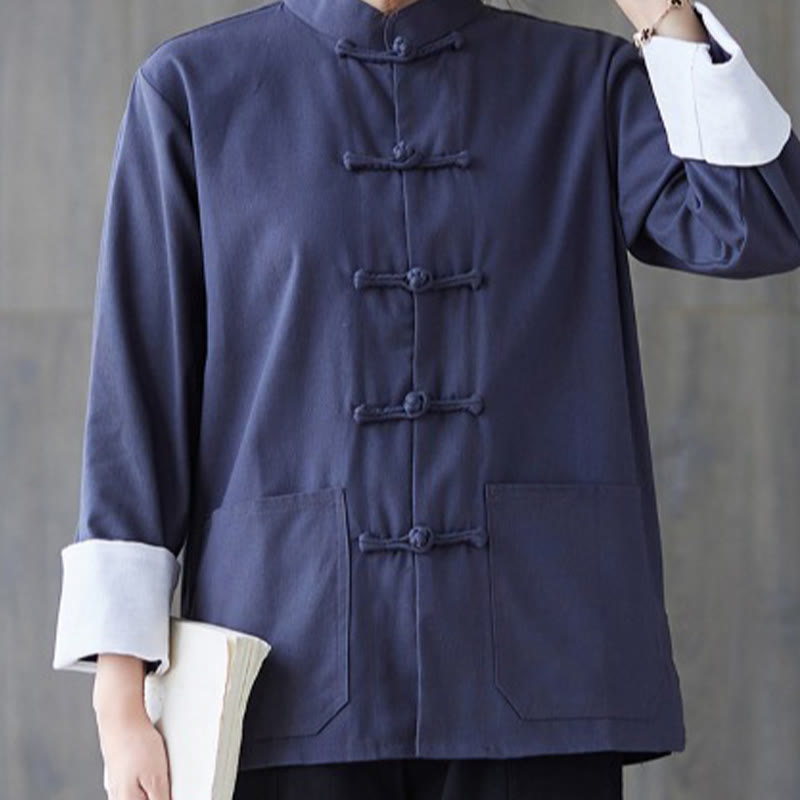 Camisa de manga larga con botones de rana para mujer con Buddha Stones, pantalones de meditación, ropa de lino y algodón - image 17