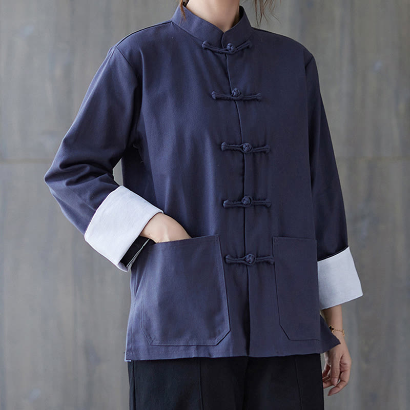 Conjunto de ropa de meditación para mujer con camisa de manga larga y botones de rana de Buddha Stones. - image 16