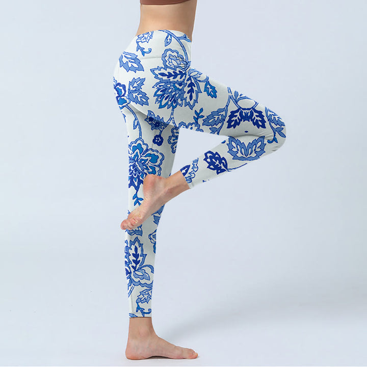 Leggings deportivos con estampado de flores y Buddha Stones para mujer - image 4