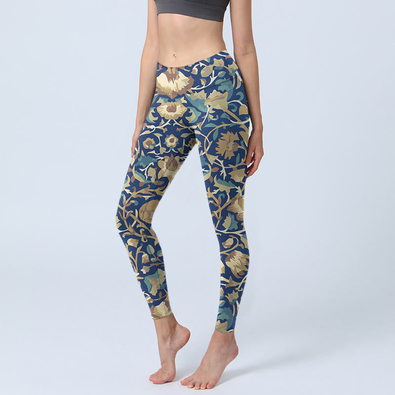 Leggings de yoga para mujer con diseño de flores de loto interconectadas y Buddha Stones - Azul oscuro - US18，UK/AU22，EU50 (4XL) - image 0
