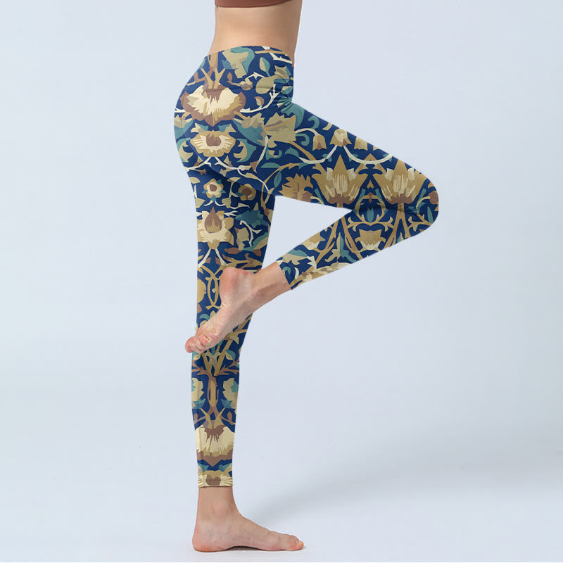 Leggings de yoga para mujer con diseño de flores de loto interconectadas y Buddha Stones - image 3