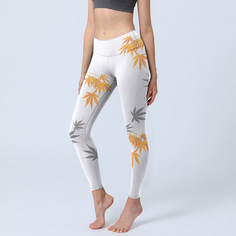 Leggings deportivos de arce Buddha Stones para mujer - Blanco - US18，UK/AU22，EU50 (4XL) - image 1