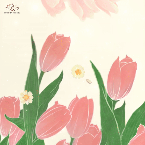 Leggings de fitness para gimnasio con estampado de flores de tulipán rosa y Buddha Stones para mujer - image 1