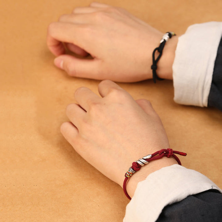 Pulsera de la suerte con anillo y moneda del año de la serpiente en plata de ley 925 con hilo rojo y Buddha Stones - image 10