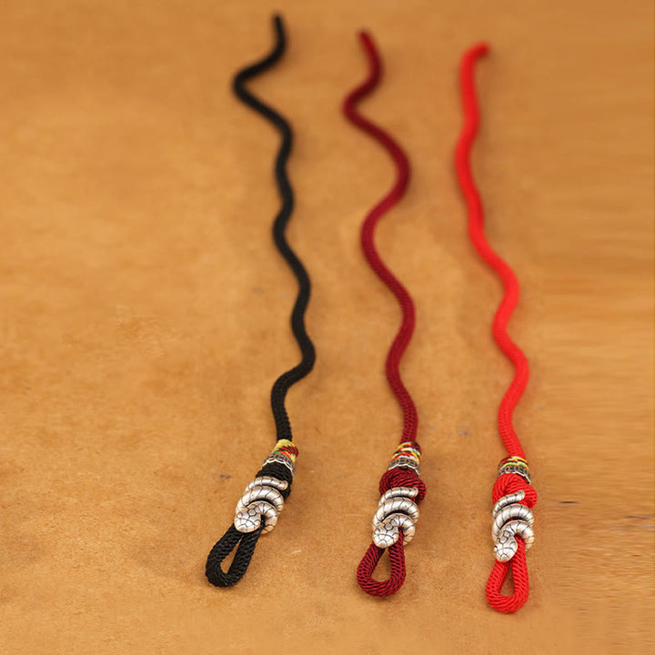 Pulsera de la suerte con anillo y moneda del año de la serpiente en plata de ley 925 con hilo rojo y Buddha Stones - image 14