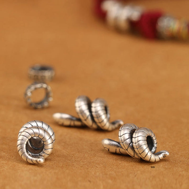 Pulsera de la suerte con anillo y moneda del año de la serpiente en plata de ley 925 con hilo rojo y Buddha Stones - image 15