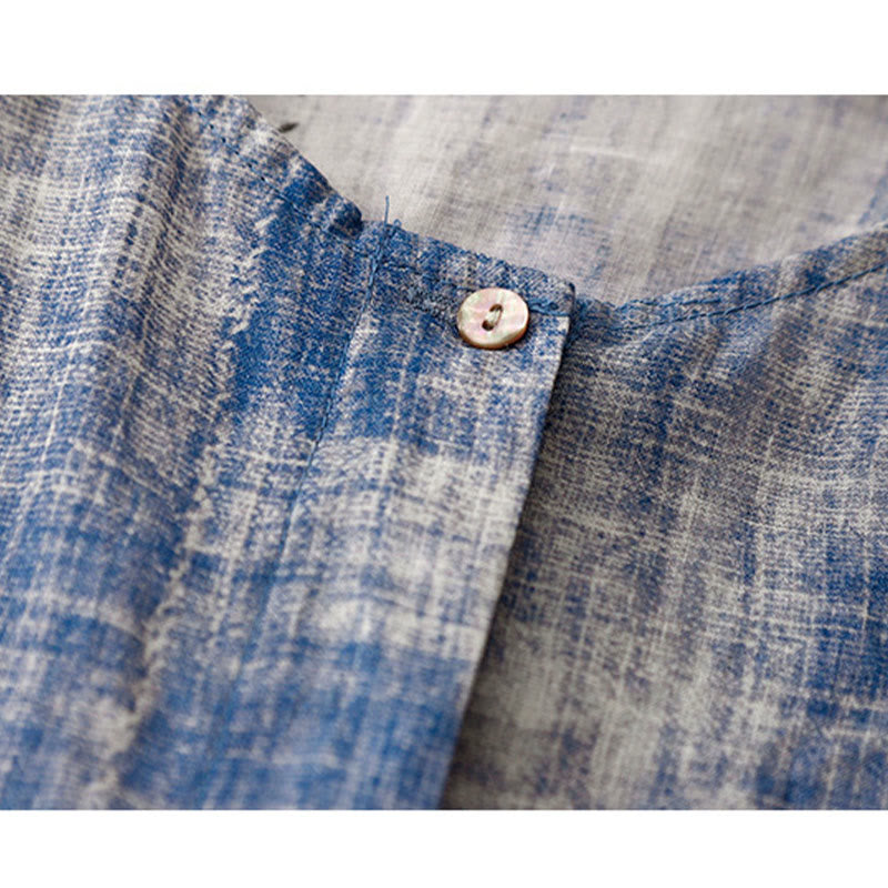 Camisa de algodón de manga larga con botones y efecto tie-dye con Buddha Stones - image 10