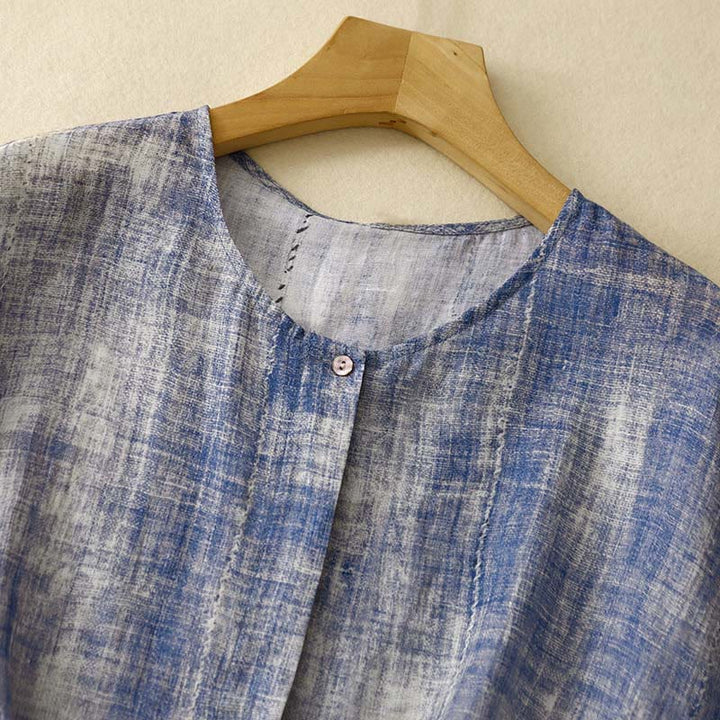 Camisa de algodón de manga larga con botones y efecto tie-dye con Buddha Stones - image 2