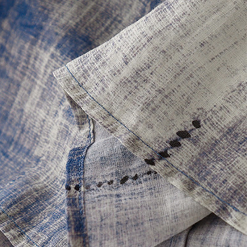 Camisa de algodón de manga larga con botones y efecto tie-dye con Buddha Stones - image 5