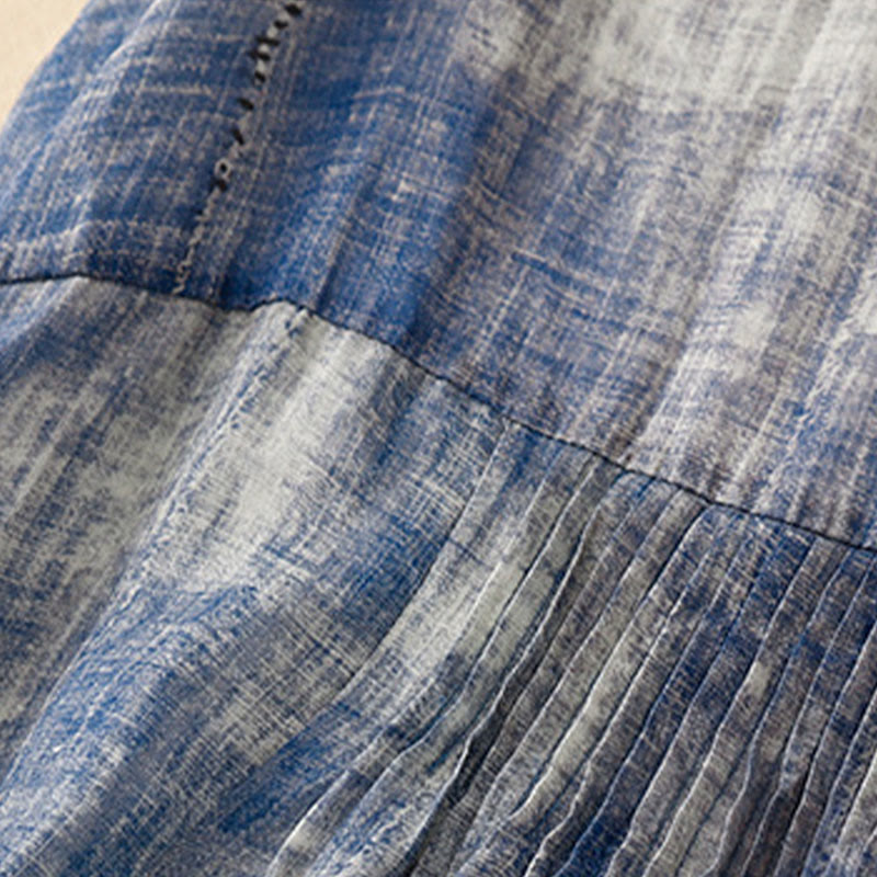 Camisa de algodón de manga larga con botones y efecto tie-dye con Buddha Stones