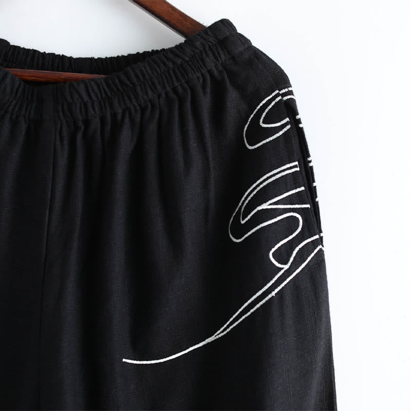 Pantalones étnicos de algodón con cintura elástica y bolsillos para hombre con diseño de Buddha Stones