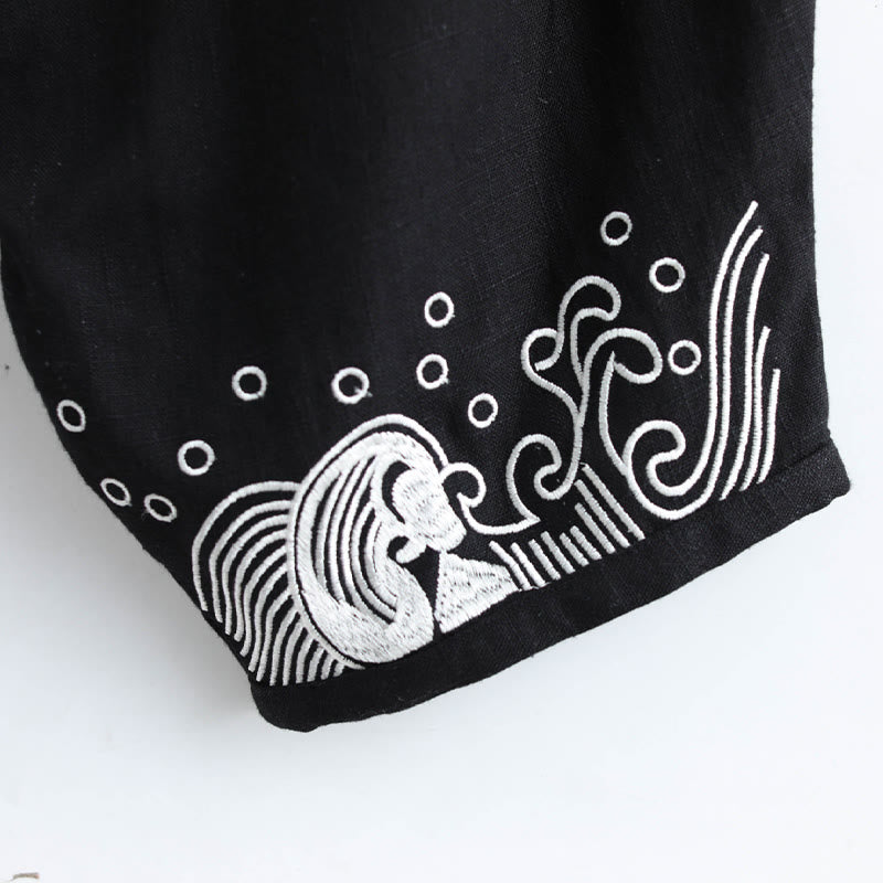 Pantalones étnicos de algodón con cintura elástica y bolsillos para hombre con diseño de Buddha Stones - image 11