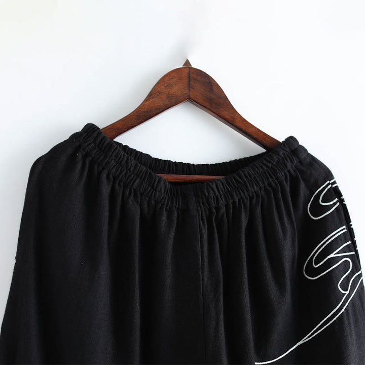 Pantalones étnicos de algodón con cintura elástica y bolsillos para hombre con diseño de Buddha Stones - image 9