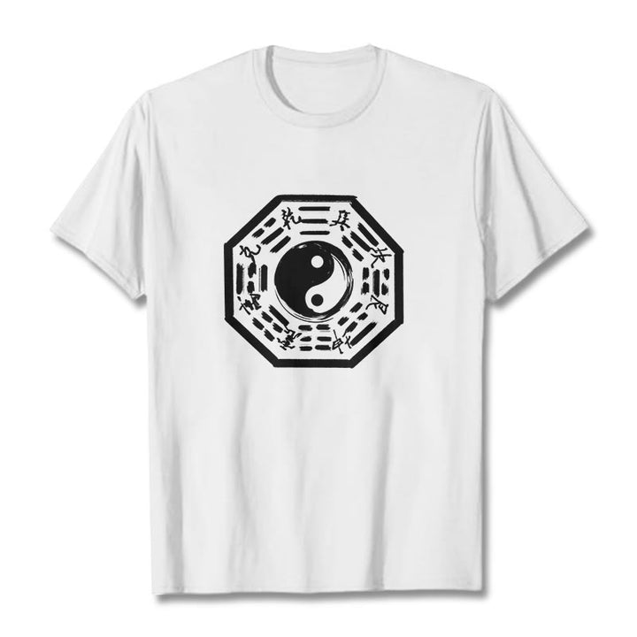 Camiseta de algodón con estampado Ba Gua y Buddha Stones - Blanco - 2XL - image 5