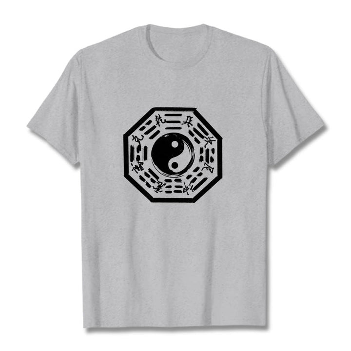 Camiseta de algodón con estampado Ba Gua y Buddha Stones - Gris claro - 2XL - image 11