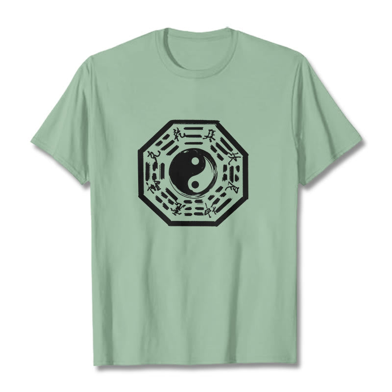 Camiseta de algodón con estampado Ba Gua y Buddha Stones - Verde pálido - 2XL - image 15