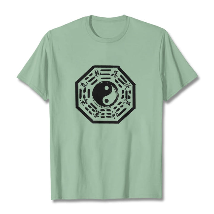 Camiseta de algodón con estampado Ba Gua y Buddha Stones - Verde pálido - 2XL - image 15