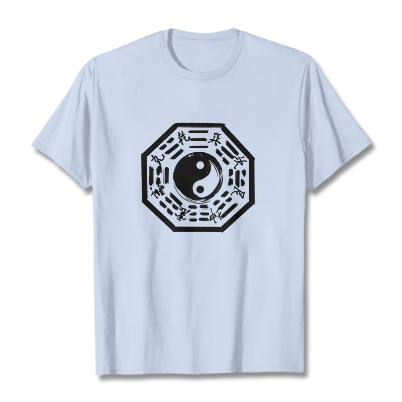 Camiseta de algodón con estampado Ba Gua y Buddha Stones - Cian claro - 2XL - image 12