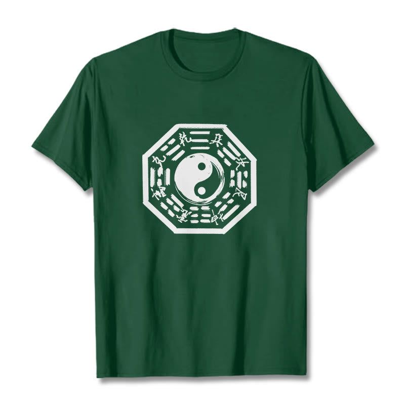 Camiseta de algodón con estampado Ba Gua y Buddha Stones - Verde bosque - 2XL - image 9