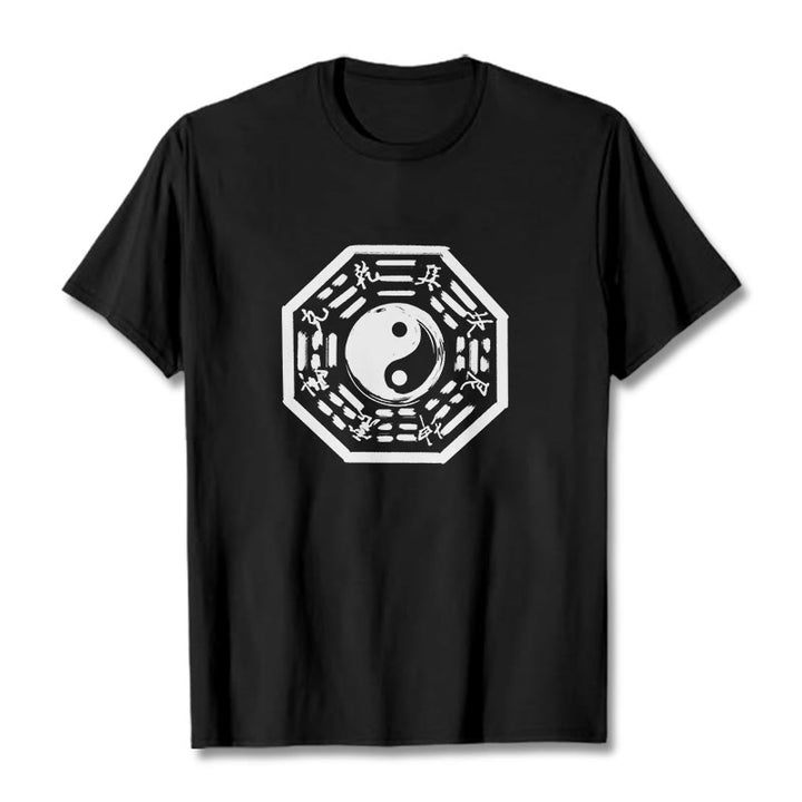 Camiseta de algodón con estampado Ba Gua y Buddha Stones - Negro - 2XL - image 1