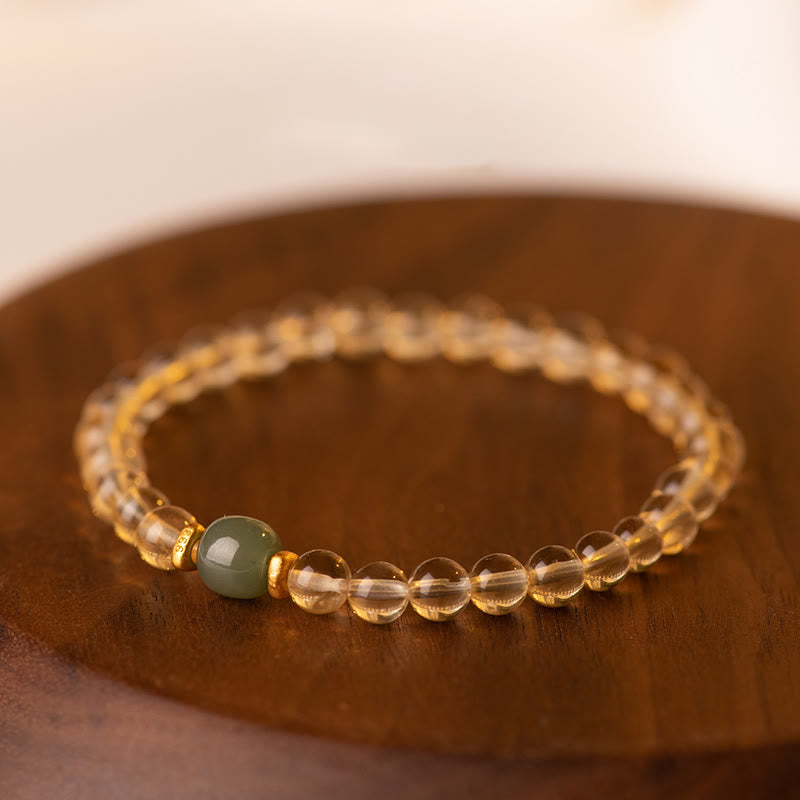 Pulsera de prosperidad con pequeñas cuentas de jade y citrino de Buddha Stones