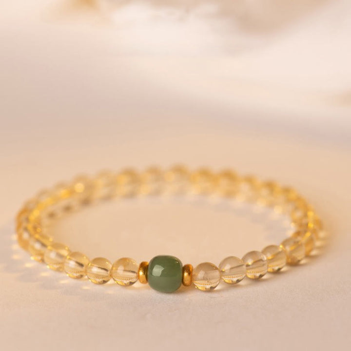 Pulsera de prosperidad con pequeñas cuentas de jade y citrino de Buddha Stones