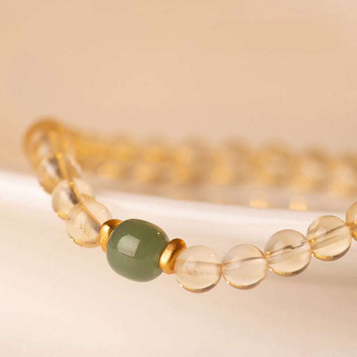 Pulsera de prosperidad con pequeñas cuentas de jade y citrino de Buddha Stones