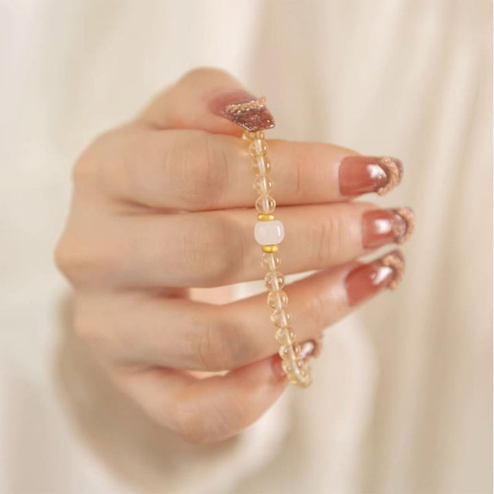 Pulsera de prosperidad con pequeñas cuentas de jade y citrino de Buddha Stones