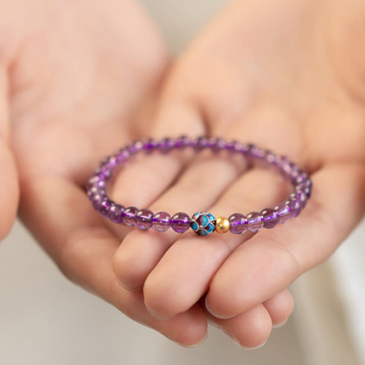 Pulsera de conciencia espiritual con loto y amatista natural de Buddha Stones