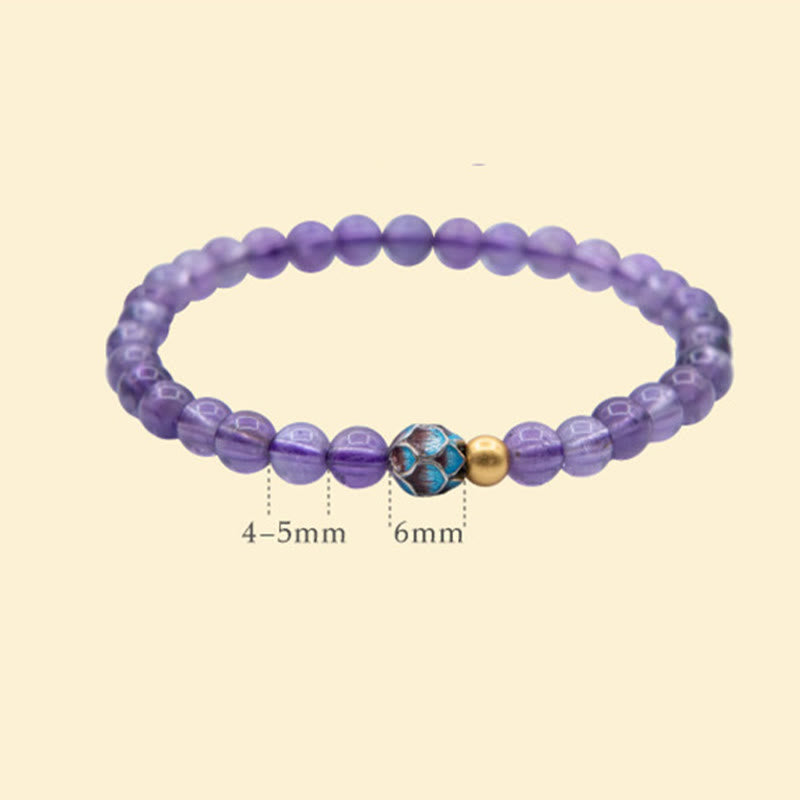 Pulsera de conciencia espiritual con loto y amatista natural de Buddha Stones