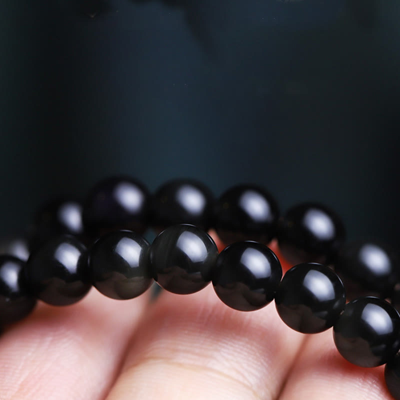 Pulsera purificadora con amuleto de la suerte y la fortuna con semillas de Bodhi y pata de gato de obsidiana negra y Buddha Stones - image 12