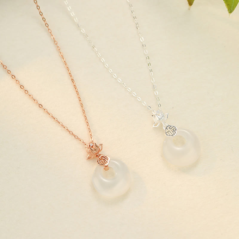 Colgante con hebilla de paz y carácter Fu de flor de loto de plata de ley 925 con calcedonia y Buddha Stones - image 10