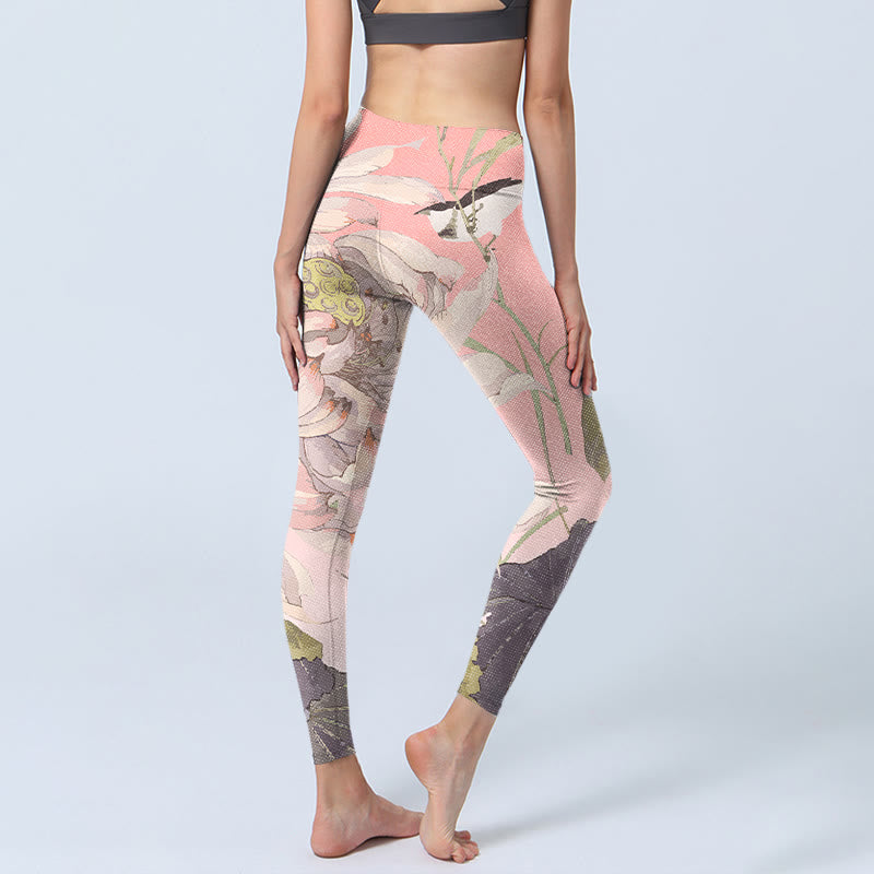Leggings de yoga para mujer con estampado de loto blanco marchito y Buddha Stones - image 5