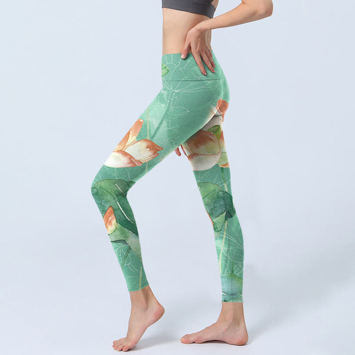 Leggings de yoga para mujer con estampado de Buddha Stones de loto y vainas de semillas - image 3
