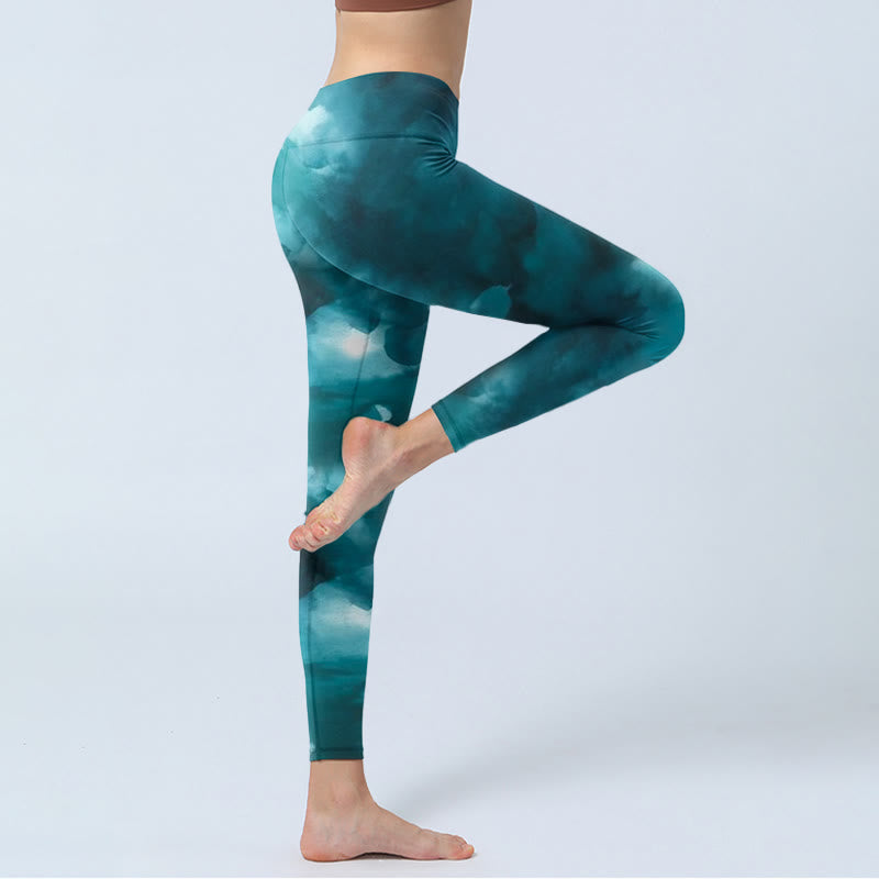 Leggings deportivos con diseño de nubes y Buddha Stones para mujer - image 4